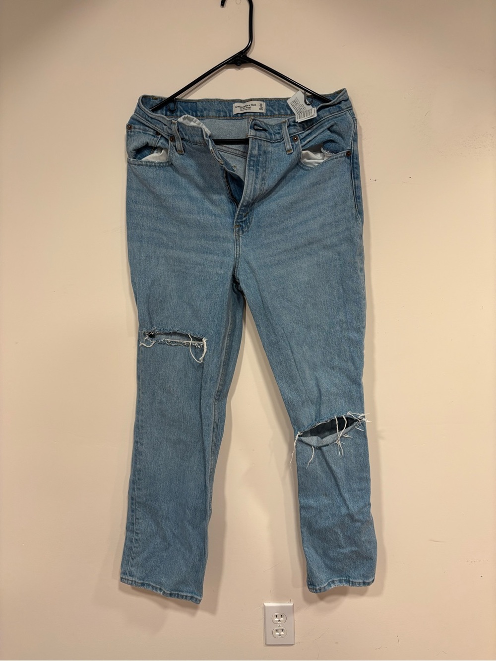 Abercrombie & Fitch Light Blue High-Rise Straight Jeans